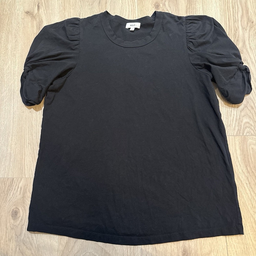 A.L.C. Kati Women's Tee Shirt BlackPuff Sleeve Sz Large MSRP $135 Closet Staple